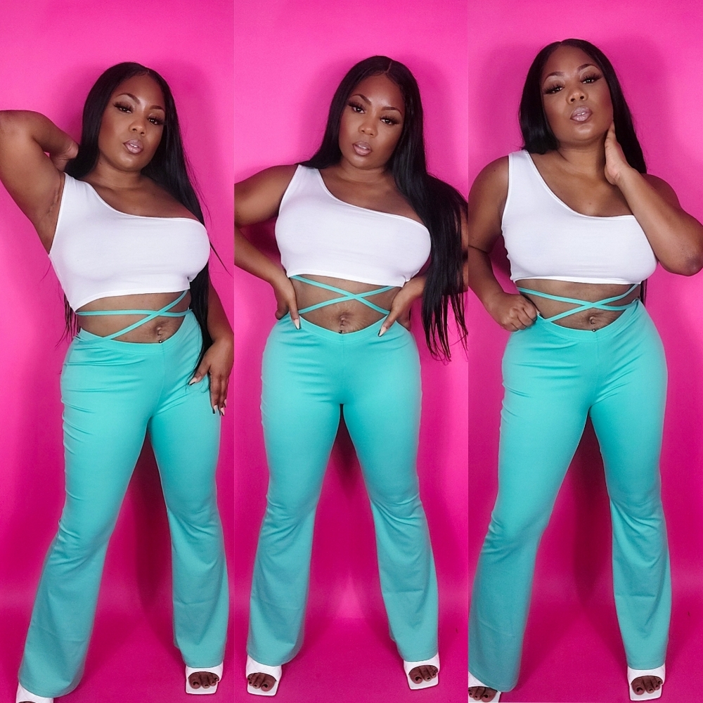 "Pop Star" V Waist Pants ( SEAFOAM GREEN)